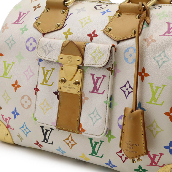 Louis Vuitton Monogram Multicolor Speedy Handbag Boston Bag White - Picture 7 of 8